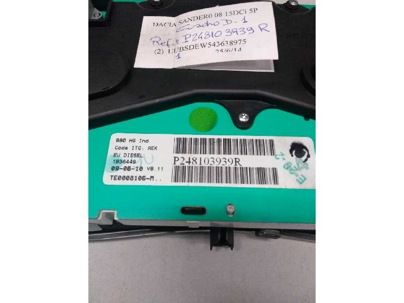 Recambio de cuadro instrumentos para dacia sandero 1.5 dci diesel cat referencia OEM IAM P248103939R 1836449 