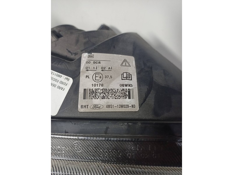 Recambio de faro derecho para ford focus berlina (cap) trend referencia OEM IAM 4M5113W029ND  
