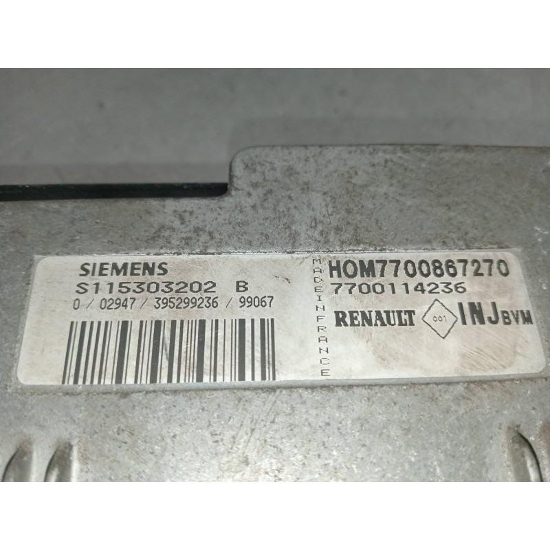 Recambio de centralita motor uce para renault clio ii fase i (b/cbo) 1.6 rt b/cboa/f referencia OEM IAM HOM7700867270 S115303202