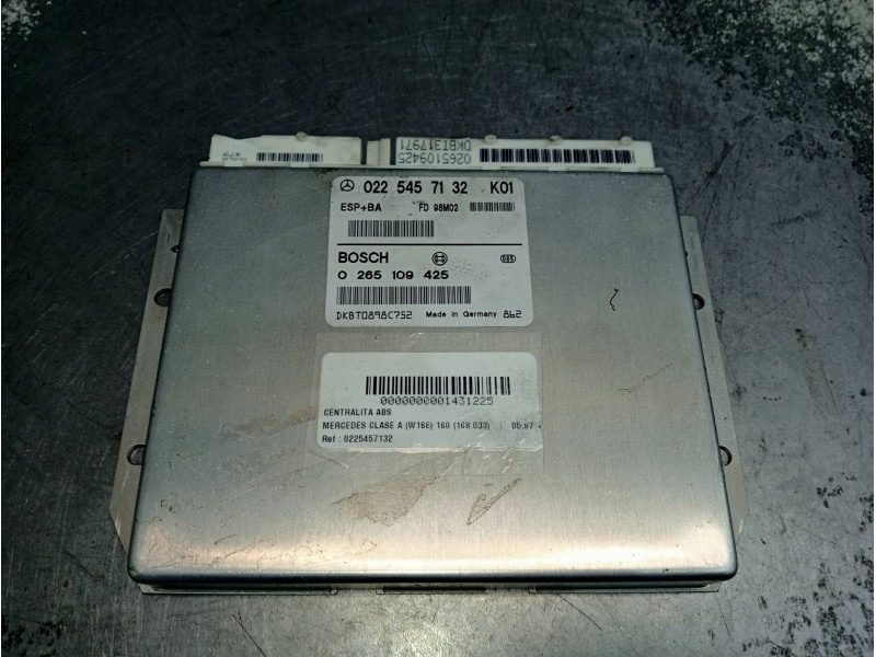 Recambio de centralita abs para mercedes clase a (w168) 160 (168.033) referencia OEM IAM 0225457132 0265109425 