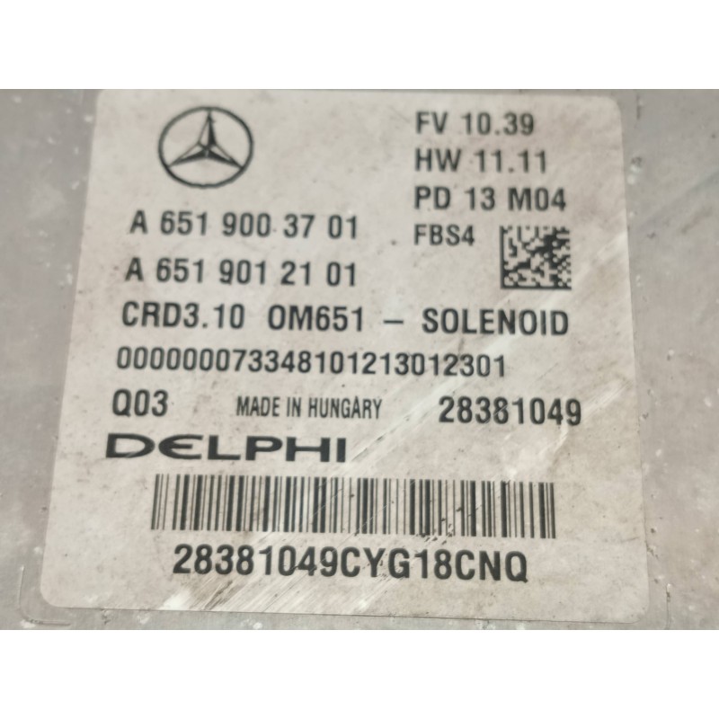 Recambio de centralita motor uce para mercedes clase clk (w207) coupe e 220 cdi blueefficiency (207.302) referencia OEM IAM A651