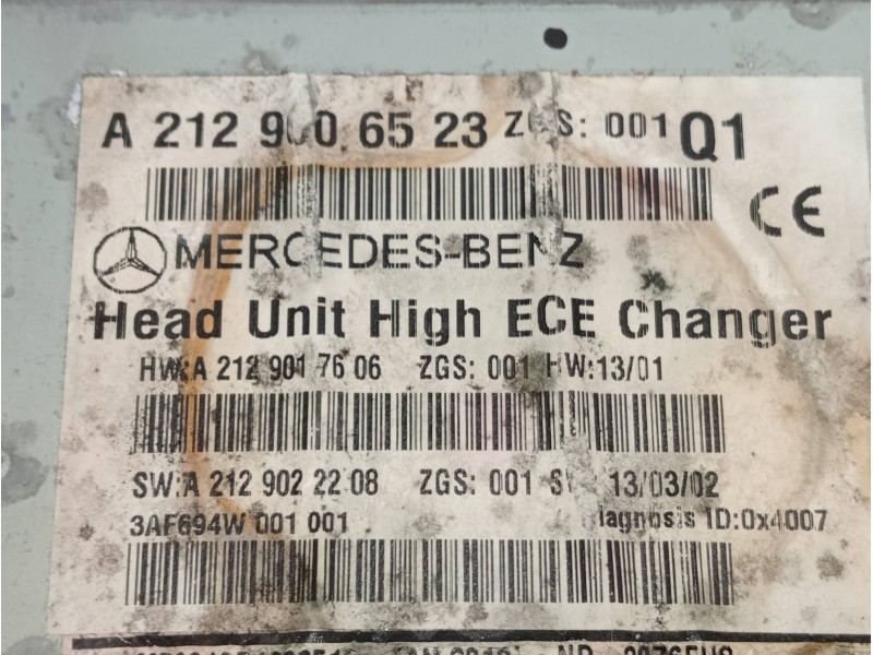 Recambio de sistema audio / radio cd para mercedes clase clk (w207) coupe e 220 cdi blueefficiency (207.302) referencia OEM IAM 