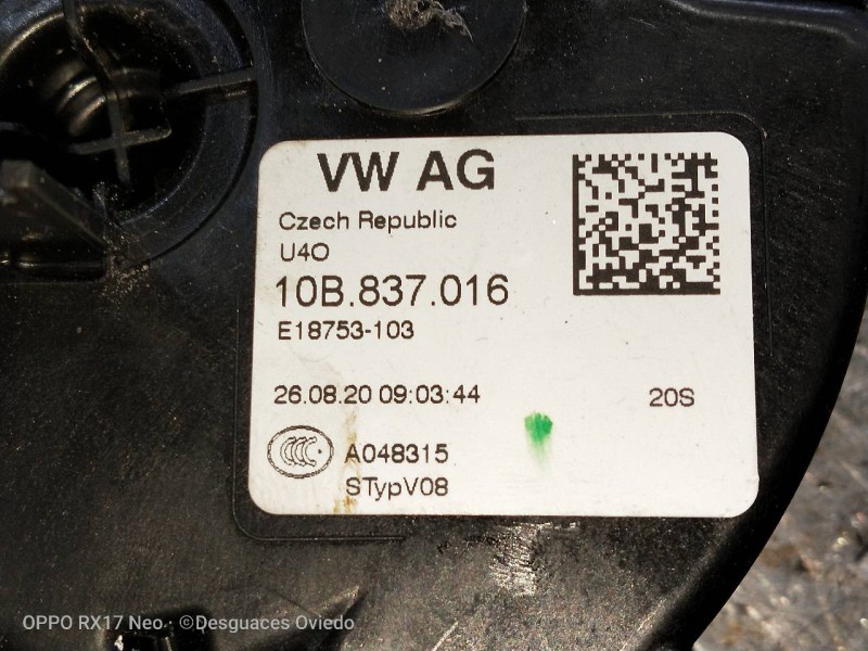 Recambio de motor cierre centralizado delantero derecho para volkswagen t-cross advance referencia OEM IAM 10B837016  