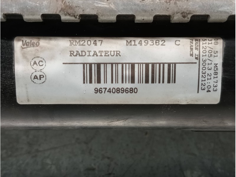 Recambio de radiador agua para citroen ds4 design referencia OEM IAM 9674089680  