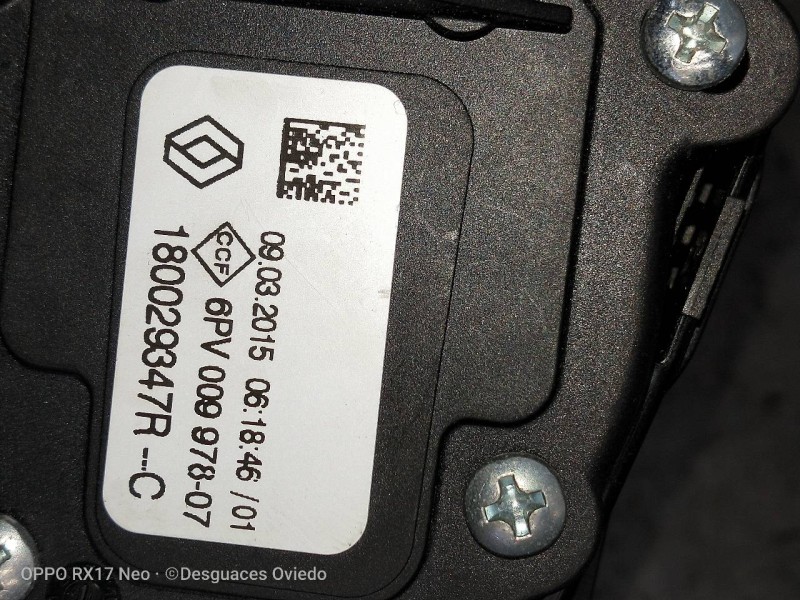 Recambio de potenciometro pedal para renault captur helly hansen referencia OEM IAM 180029347R  