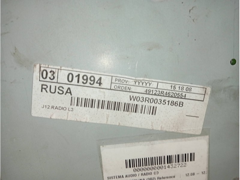 Recambio de sistema audio / radio cd para seat exeo berlina (3r2) reference referencia OEM IAM 49123R4620554 W03R0035186B 
