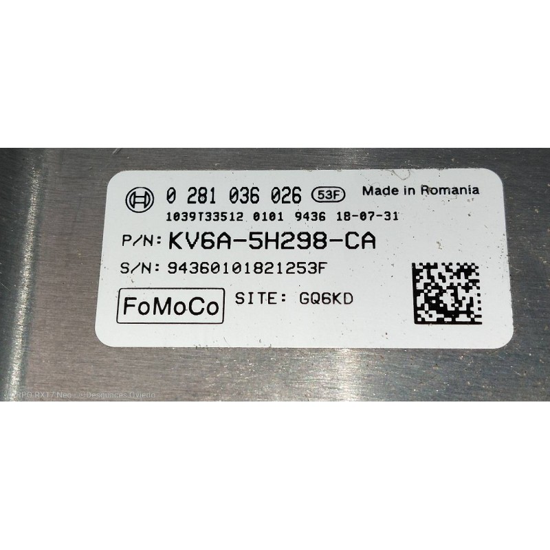 Recambio de centralita motor uce para ford transit connect combi 220 l1 ambiente referencia OEM IAM 0281036026 KV6A5H298CA 