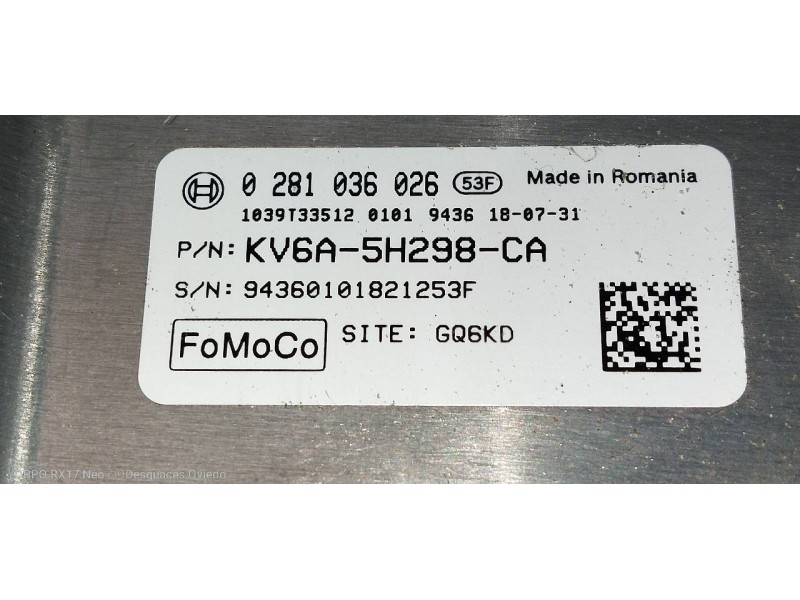 Recambio de centralita motor uce para ford transit connect combi 220 l1 ambiente referencia OEM IAM 0281036026 KV6A5H298CA 