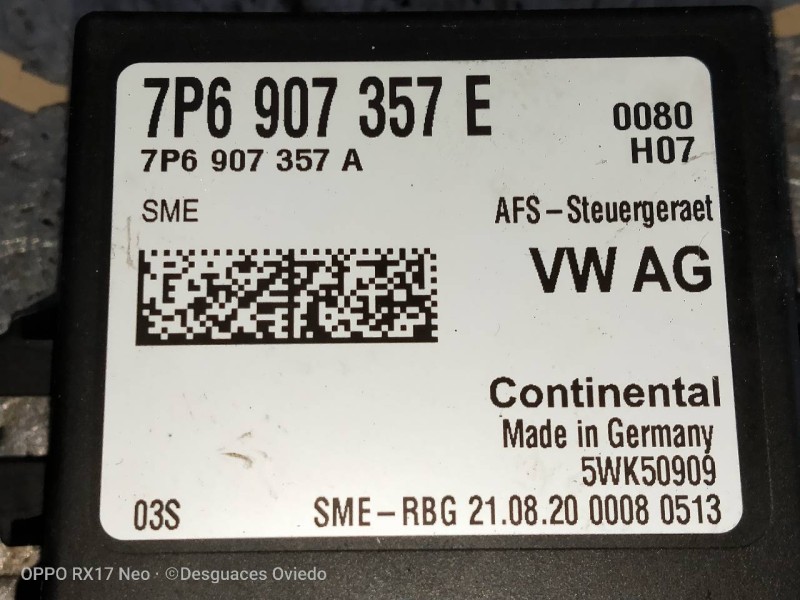 Recambio de modulo electronico para volkswagen t-cross advance referencia OEM IAM 7P6907357E 5WK50909 