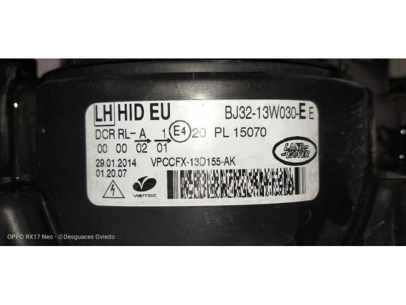 Recambio de faro izquierdo para land rover evoque dynamic referencia OEM IAM BJ3213W030EE XENON 
