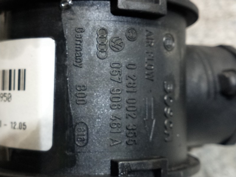Recambio de caudalimetro para audi a2 (8z) 1.4 tdi (55kw) referencia OEM IAM 0281002355 057906461A 