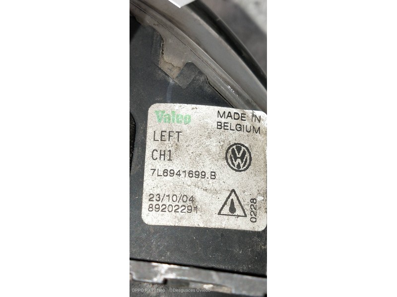 Recambio de faro antiniebla izquierdo para volkswagen touareg (7la) tdi r5 referencia OEM IAM 7L6941699B  
