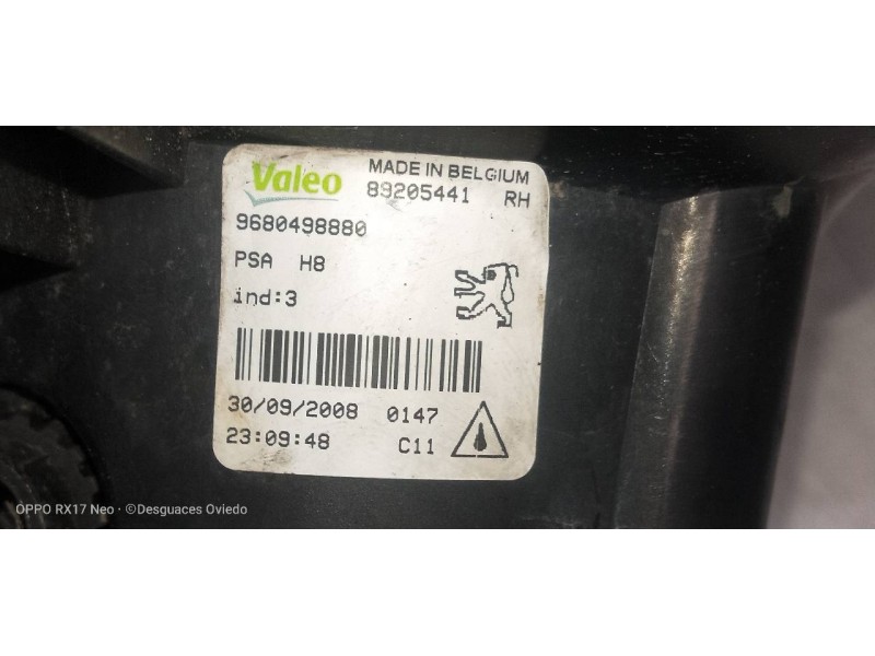 Recambio de faro antiniebla derecho para peugeot 308 sw sport referencia OEM IAM 9680498880 89205441 