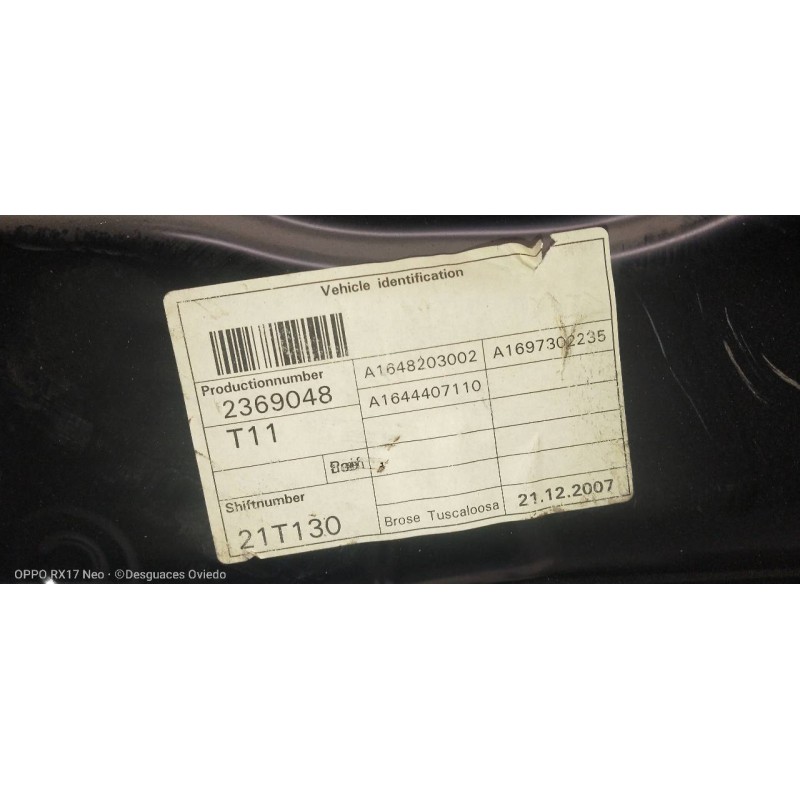 Recambio de elevalunas trasero derecho para mercedes clase gl (x164) 320 cdi 4-matic (164.822) referencia OEM IAM A2518200208 A1