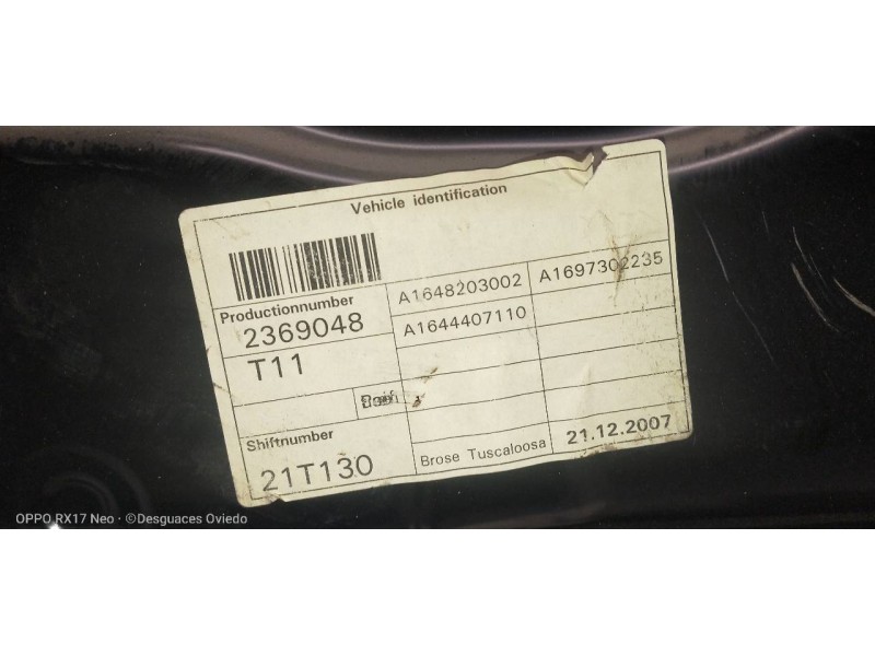 Recambio de elevalunas trasero derecho para mercedes clase gl (x164) 320 cdi 4-matic (164.822) referencia OEM IAM A2518200208 A1