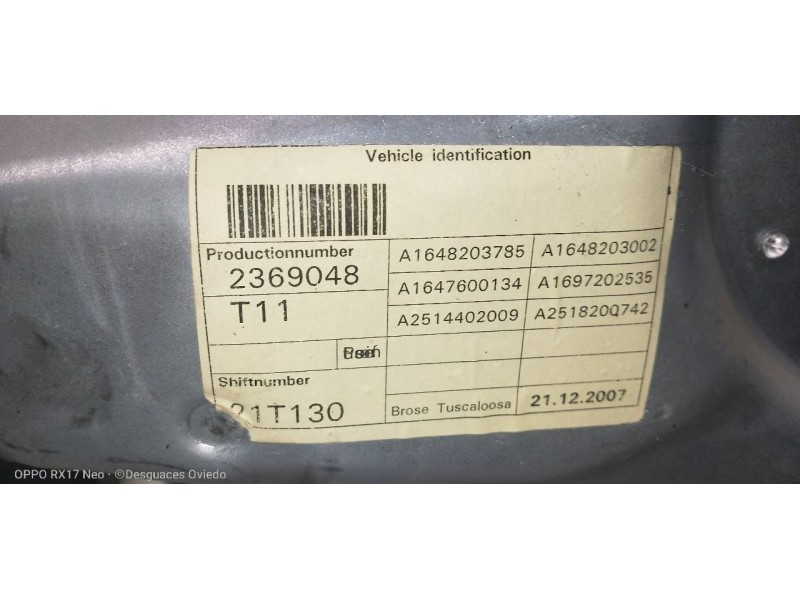 Recambio de elevalunas delantero izquierdo para mercedes clase gl (x164) 320 cdi 4-matic (164.822) referencia OEM IAM A251820074