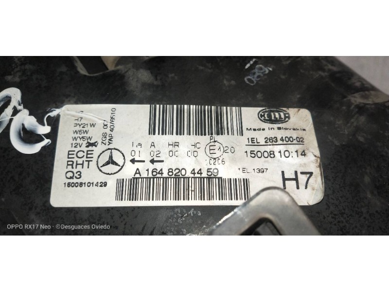 Recambio de faro derecho para mercedes clase gl (x164) 320 cdi 4-matic (164.822) referencia OEM IAM A1648204459 1EL28340002 