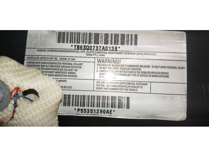 Recambio de airbag cortina delantero derecho para jeep compass sport referencia OEM IAM P55351290AE P608244700EE04 