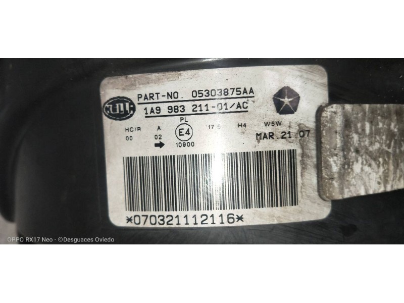 Recambio de faro izquierdo para jeep compass sport referencia OEM IAM 05303875AA 1A998321101 