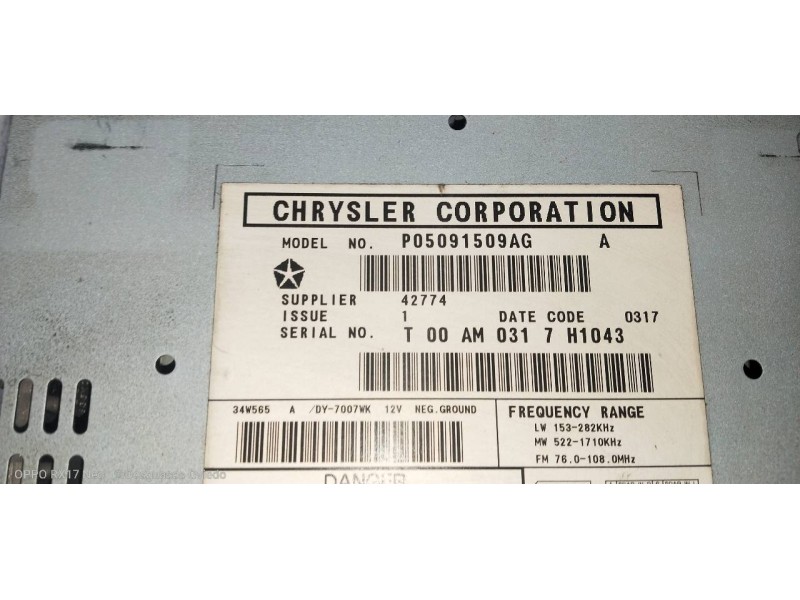 Recambio de sistema audio / radio cd para jeep compass sport referencia OEM IAM P05091509AG  