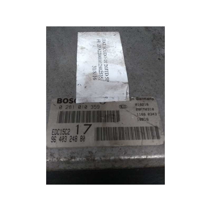 Recambio de centralita motor uce para fiat scudo (222) 2.0 jtd el furg. acristalado referencia OEM IAM 0281010359 9640324880 EDC