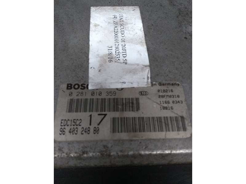 Recambio de centralita motor uce para fiat scudo (222) 2.0 jtd el furg. acristalado referencia OEM IAM 0281010359 9640324880 EDC