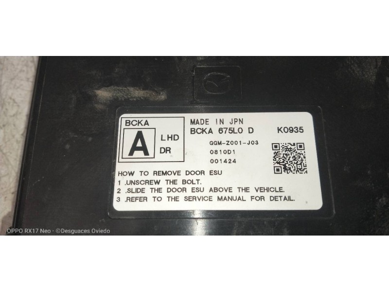 Recambio de modulo electronico para mazda 3 berlina (bp) evolution referencia OEM IAM BCKA675L0D K0935 