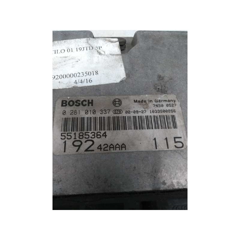 Recambio de centralita motor uce para fiat stilo (192) 1.9 jtd cat referencia OEM IAM 0281010337 55185364 19242AAA115