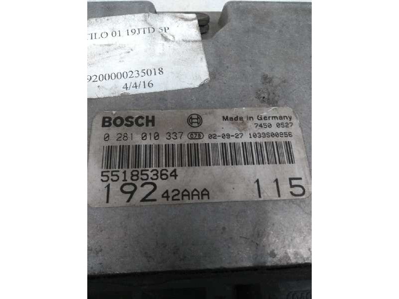 Recambio de centralita motor uce para fiat stilo (192) 1.9 jtd cat referencia OEM IAM 0281010337 55185364 19242AAA115
