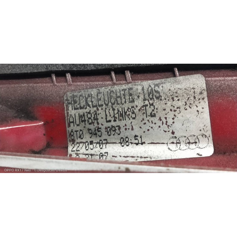 Recambio de piloto trasero izquierdo interior para audi a5 coupe (8t) 3.0 tdi quattro referencia OEM IAM 8T0945093  