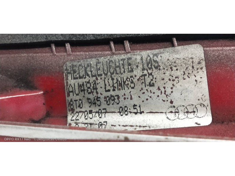 Recambio de piloto trasero izquierdo interior para audi a5 coupe (8t) 3.0 tdi quattro referencia OEM IAM 8T0945093  