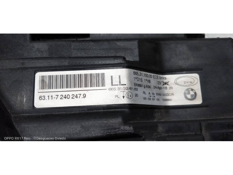 Recambio de faro izquierdo para bmw serie 3 touring (e91) 318d referencia OEM IAM 631172402479  XENON