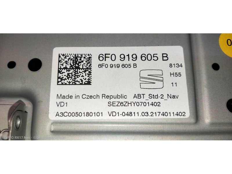 Recambio de pantalla multifuncion para seat ibiza (kj1) style go referencia OEM IAM 6F0919605B A3C0050180101 