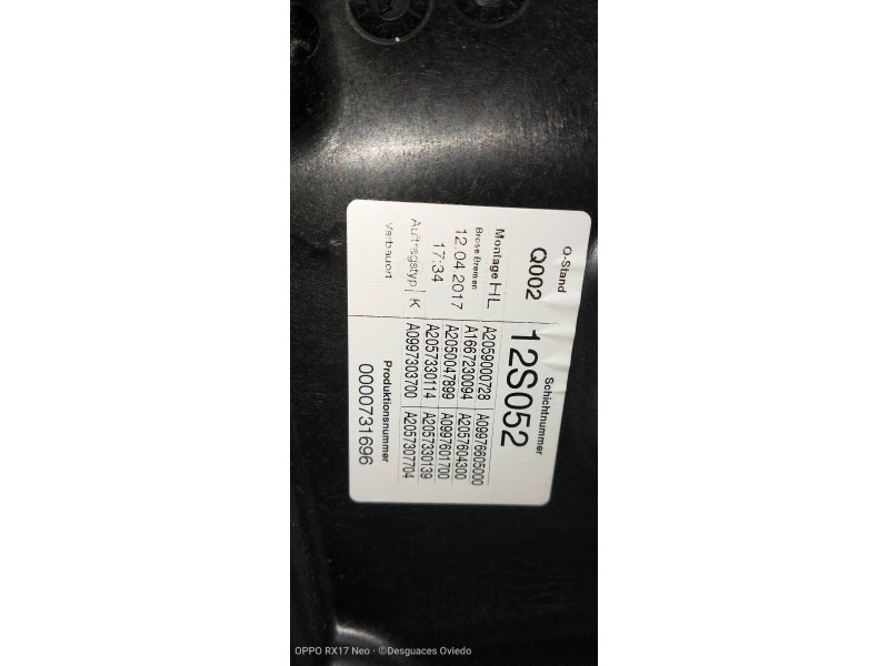 Recambio de elevalunas trasero izquierdo para mercedes clase c (w205) familiar c 220 t cdi bluetec (205.204) referencia OEM IAM 