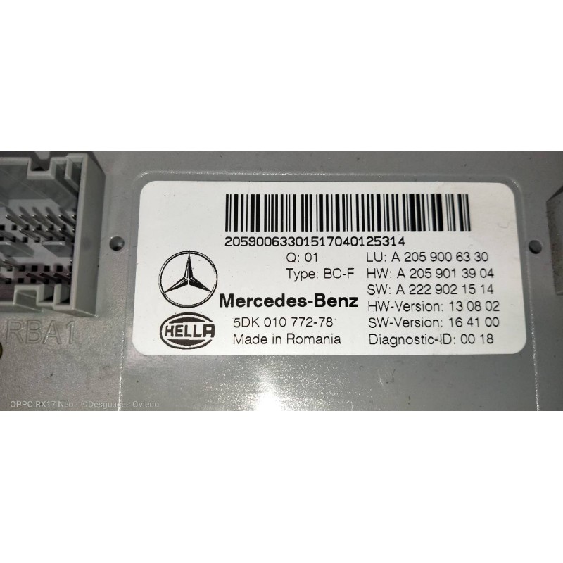 Recambio de modulo electronico para mercedes clase c (w205) familiar c 220 t cdi bluetec (205.204) referencia OEM IAM A205900633