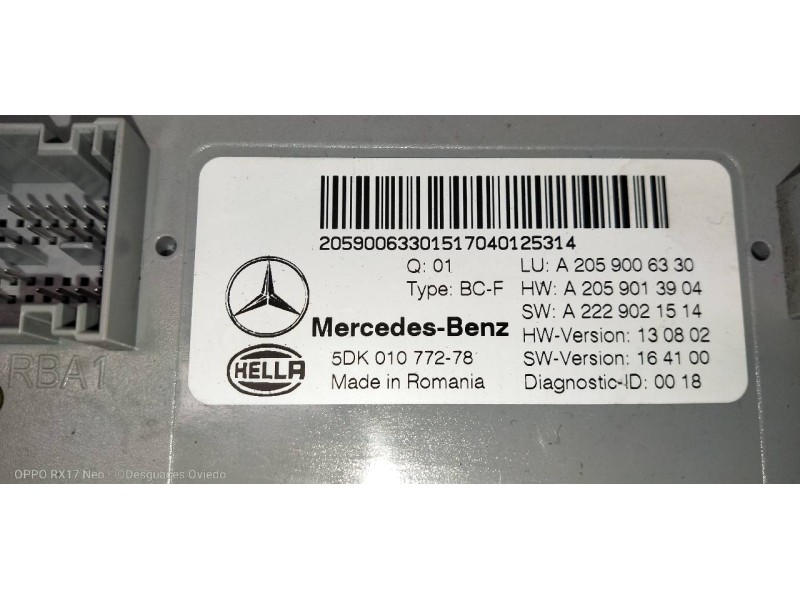 Recambio de modulo electronico para mercedes clase c (w205) familiar c 220 t cdi bluetec (205.204) referencia OEM IAM A205900633