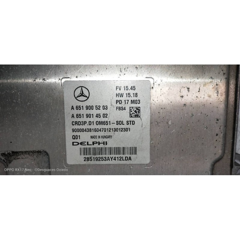 Recambio de centralita motor uce para mercedes clase c (w205) familiar c 220 t cdi bluetec (205.204) referencia OEM IAM A6519005