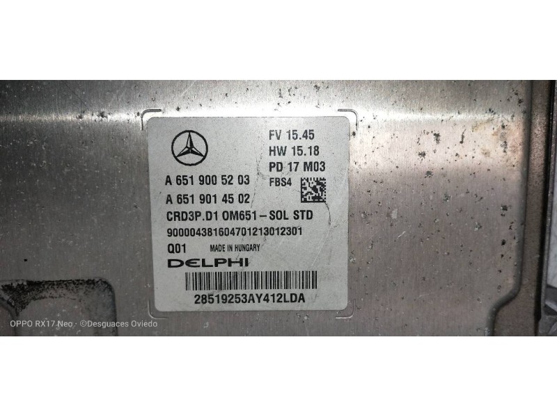 Recambio de centralita motor uce para mercedes clase c (w205) familiar c 220 t cdi bluetec (205.204) referencia OEM IAM A6519005