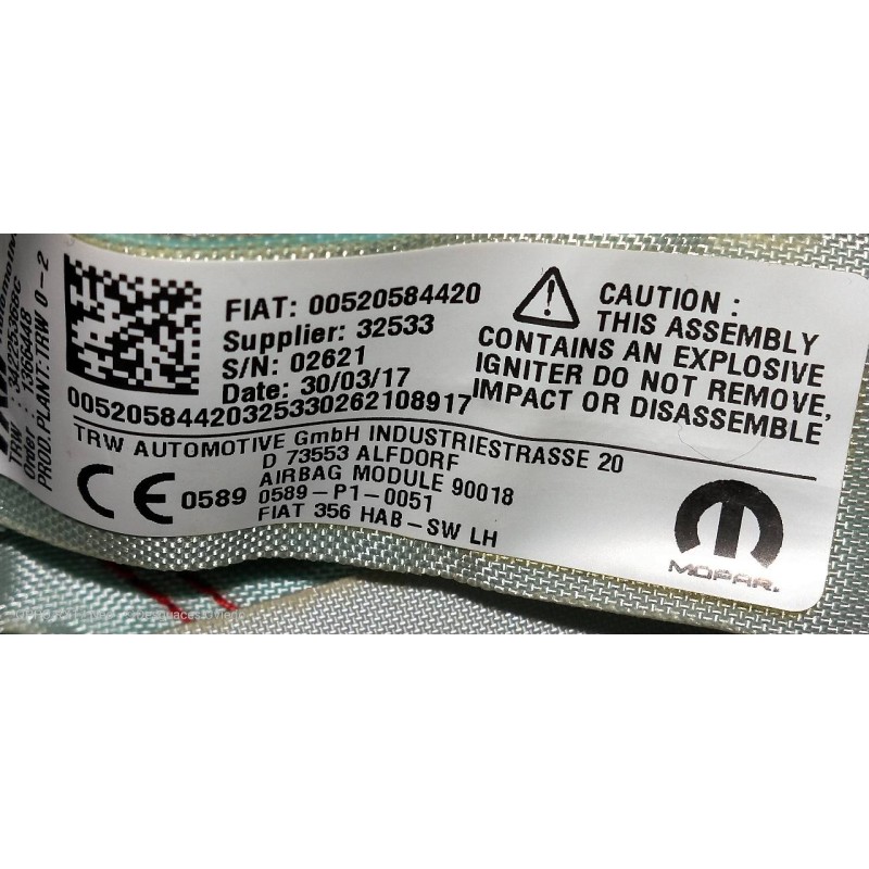 Recambio de airbag cortina delantero izquierdo para fiat tipo ii (357) fam lounge referencia OEM IAM 00520584420 34225368C 