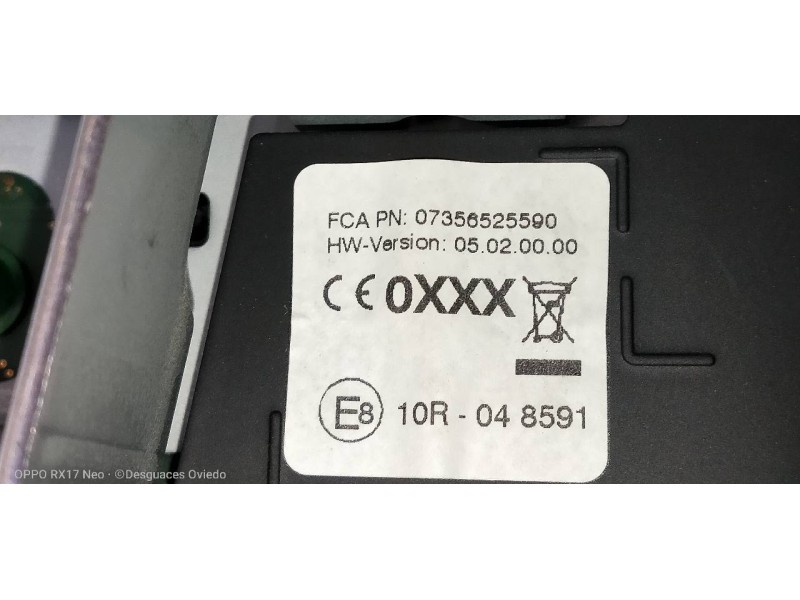 Recambio de pantalla multifuncion para fiat tipo ii (357) fam lounge referencia OEM IAM 07356525590 A2C11636700 