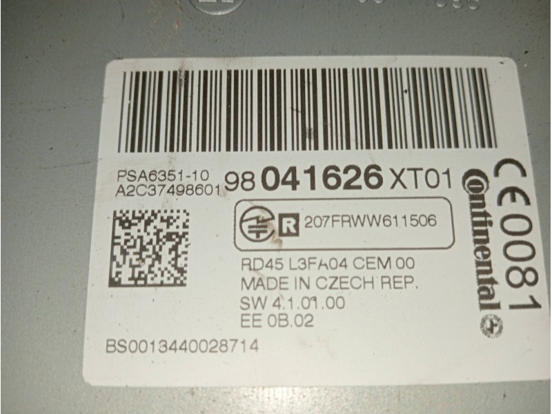 Recambio de sistema audio / radio cd para peugeot 5008 active referencia OEM IAM 98041626XT01 A2C37498601 207FR5WW611506