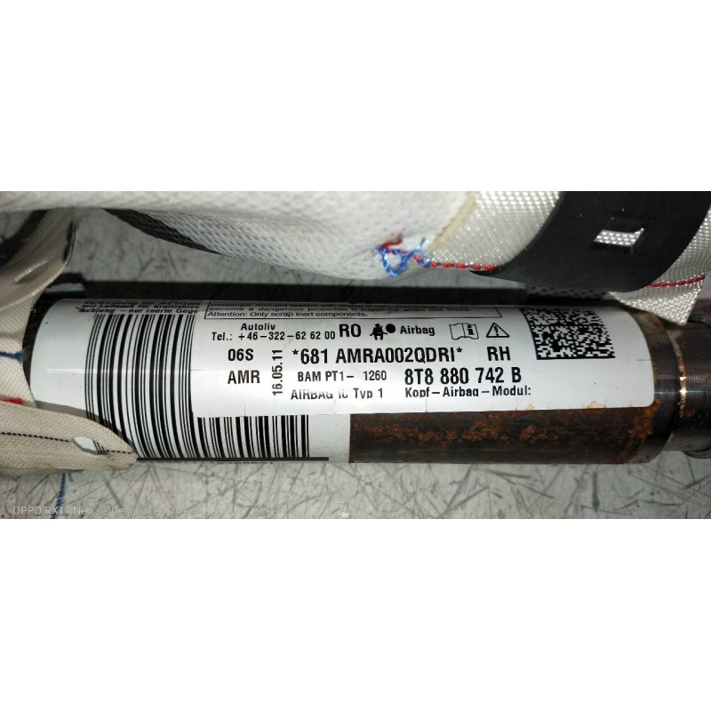 Recambio de airbag cortina delantero derecho para audi a5 sportback (8t) 2.0 tdi (105kw) referencia OEM IAM 8T8880742B  
