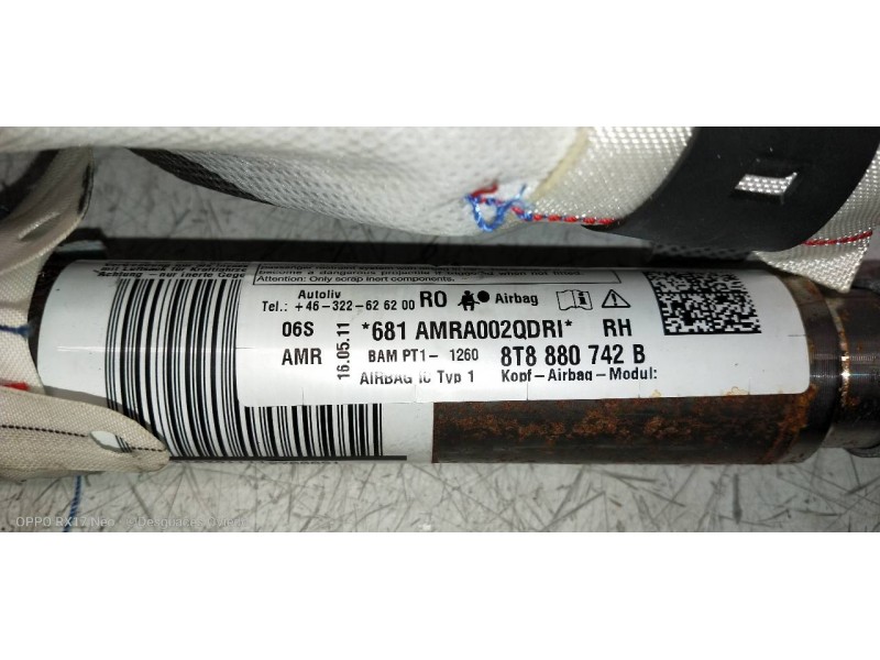 Recambio de airbag cortina delantero derecho para audi a5 sportback (8t) 2.0 tdi (105kw) referencia OEM IAM 8T8880742B  