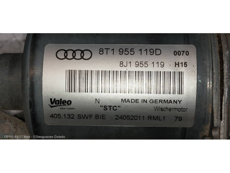 Recambio de motor limpia delantero para audi a5 sportback (8t) 2.0 tdi (105kw) referencia OEM IAM   
