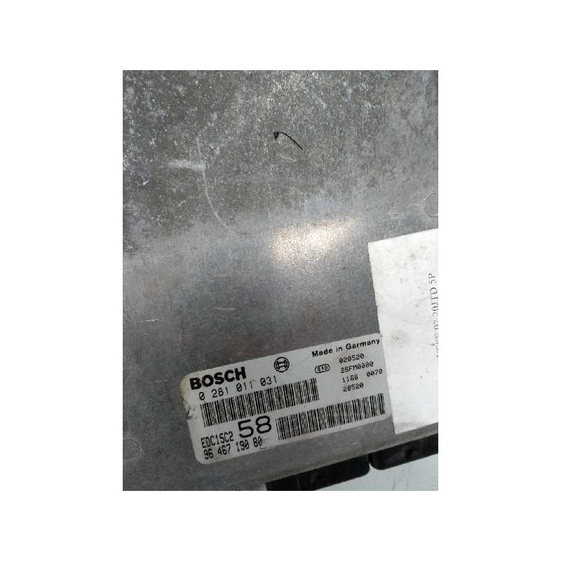 Recambio de centralita motor uce para fiat ulysse (179) 2.0 16v jtd cat referencia OEM IAM 0281011031 9646719080 58 Recambio de centralita motor uce para fiat ulysse (179) 2.0 16v jtd cat referencia OEM IAM 0281011031 9646719080 58