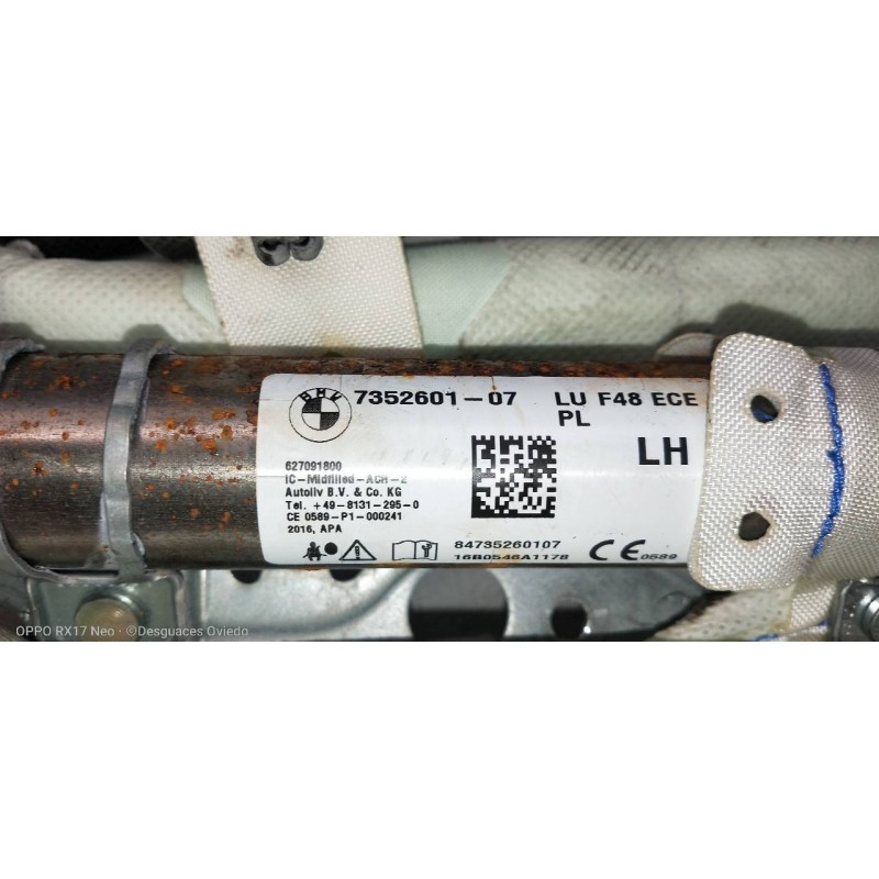 Recambio de airbag cortina delantero izquierdo para bmw serie x1 (f48) sdrive18d referencia OEM IAM 735260107  