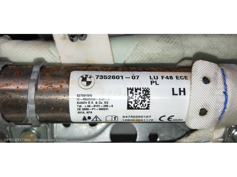 Recambio de airbag cortina delantero izquierdo para bmw serie x1 (f48) sdrive18d referencia OEM IAM 735260107  