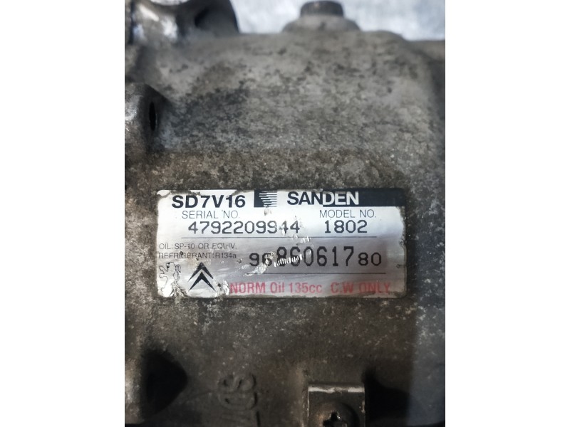 Recambio de compresor aire acondicionado para citroen xsara picasso 1.6 hdi 90 lx plus referencia OEM IAM 9686061780 SD7V161802 