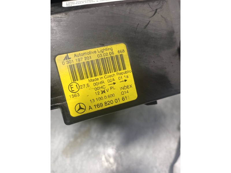 Recambio de faro izquierdo para mercedes clase a (w169) 2.0 cdi cat referencia OEM IAM A1698200161 0301197201 