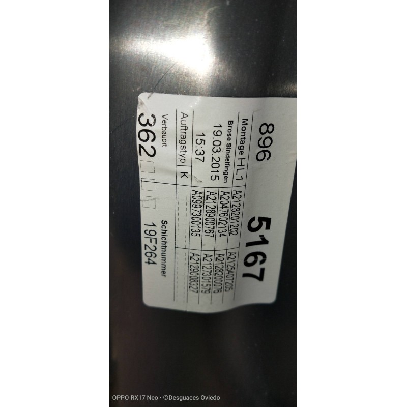 Recambio de elevalunas trasero izquierdo para mercedes clase e (w212) lim. e 220 bluetec (212.001) referencia OEM IAM A204820054